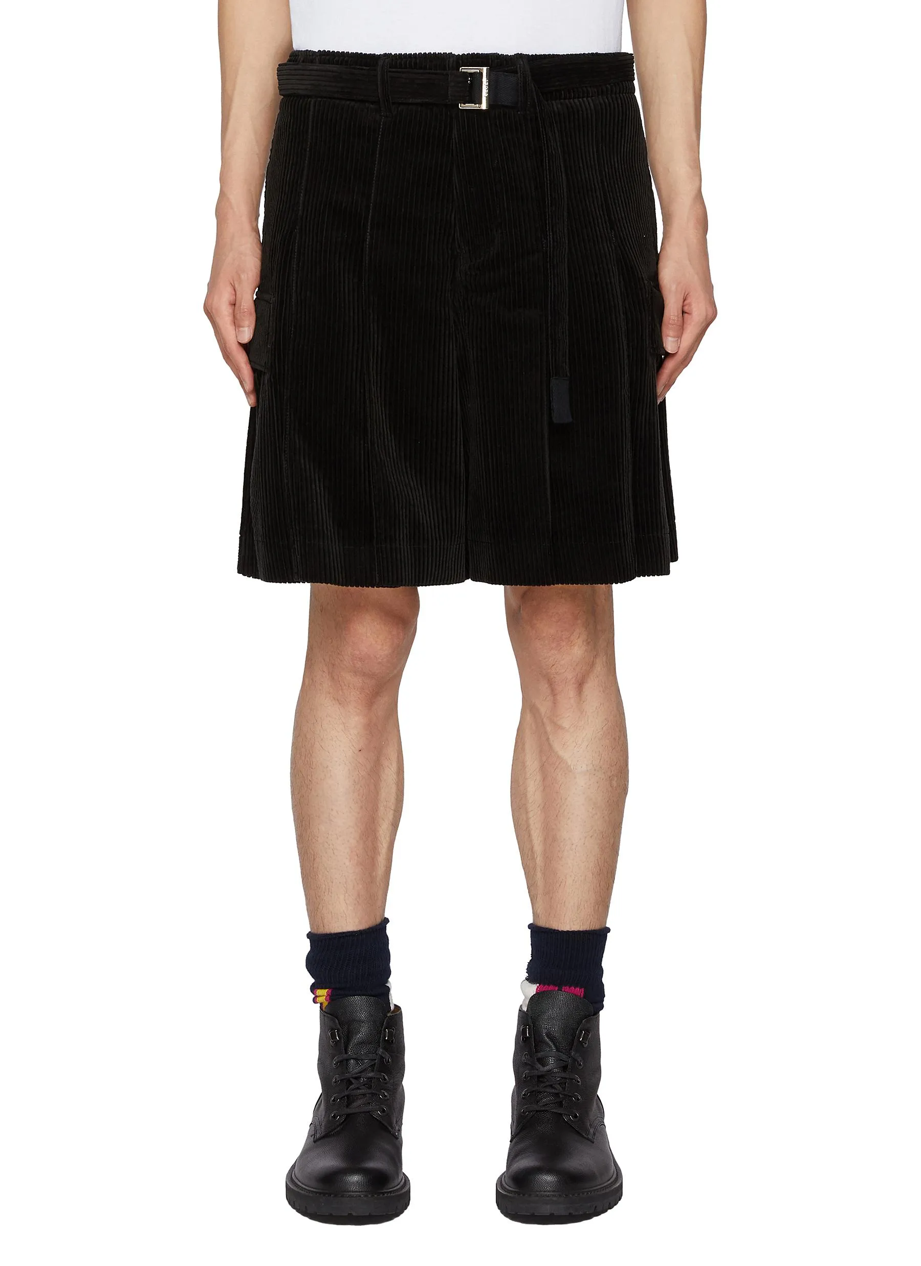 -----------SACAI ---- ------------ ----Belted Pleated Corduroy Shorts --