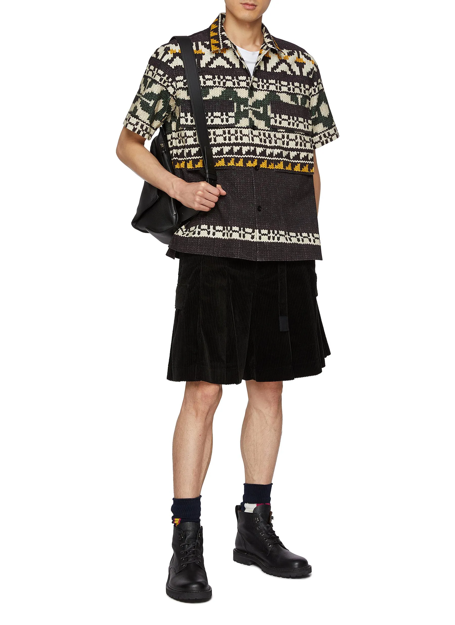 -----------SACAI ---- ------------ ----Belted Pleated Corduroy Shorts --