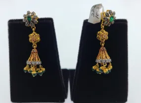 22K Solid Gold Zircon Long Earring E22200