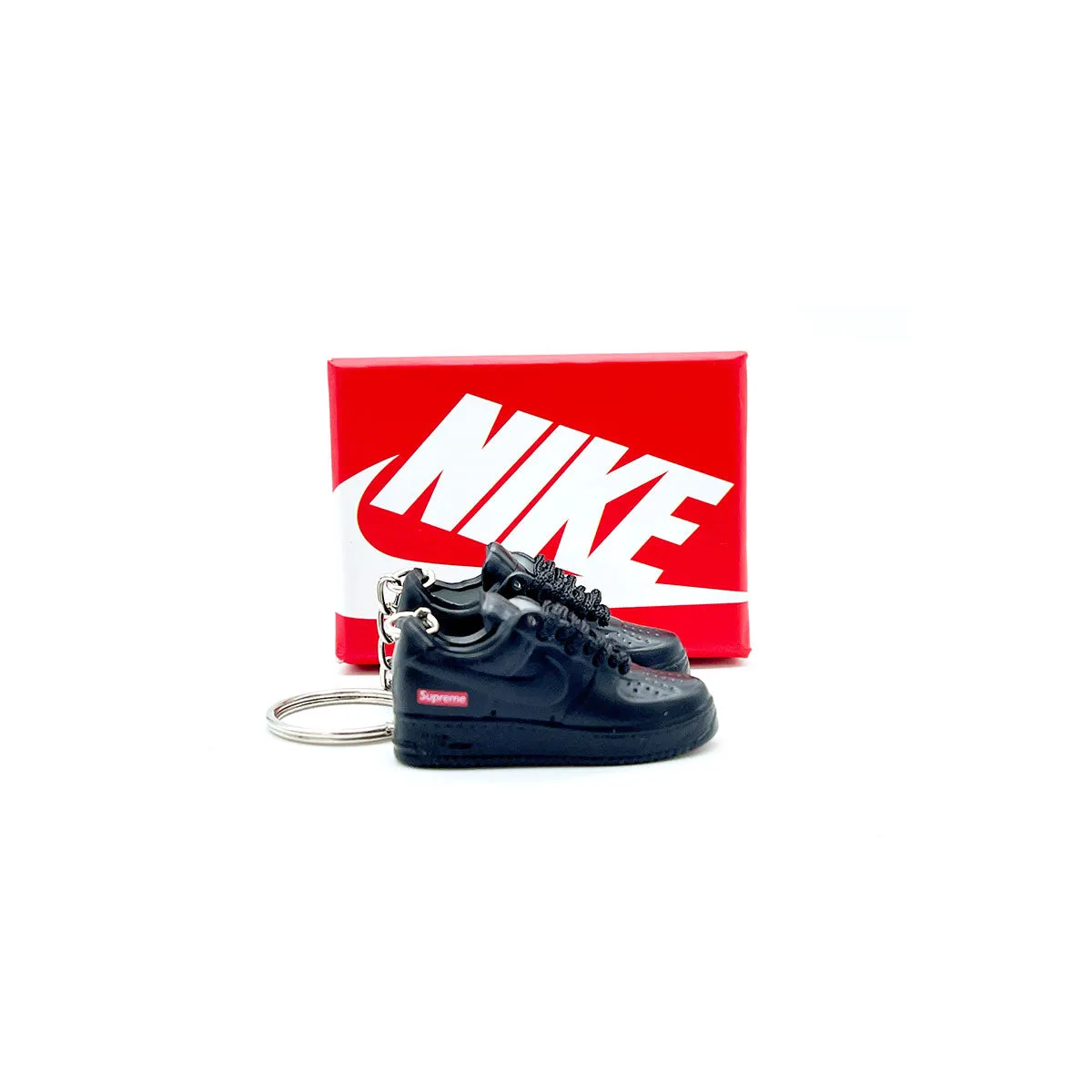 3D Sneaker Keychain- Air Force 1 Low Black Supreme Pair