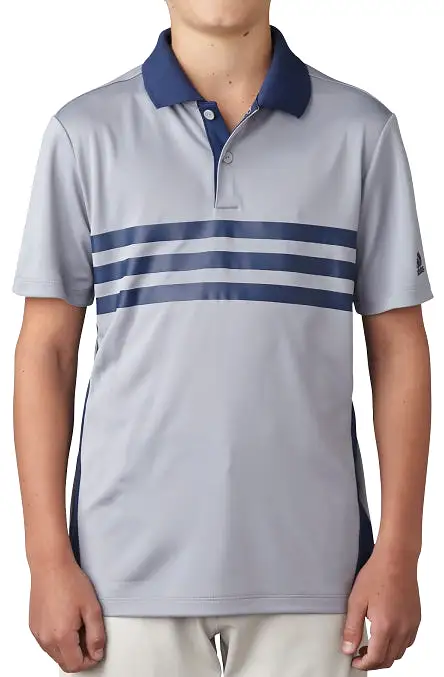 Adidas Golf Boys 3-Strips Chest Print Polo