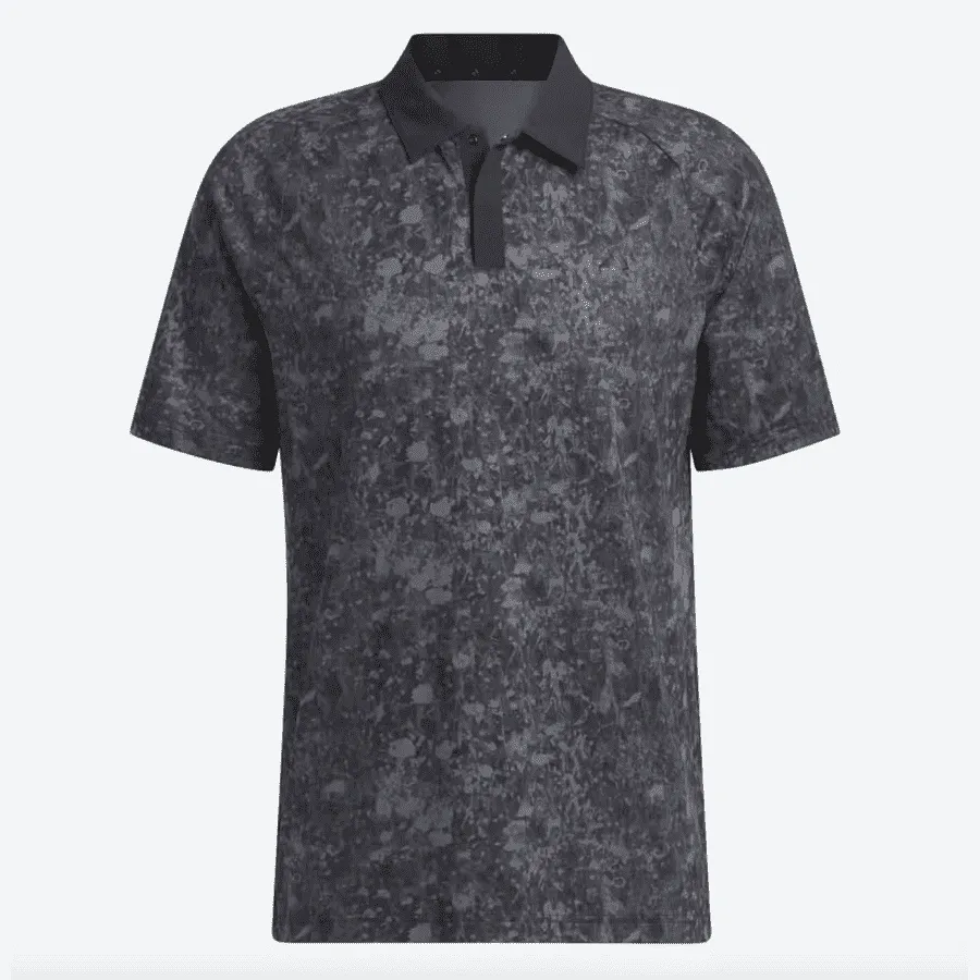 Adidas Mesh Ultimate365 Tour Print Golf Polo Shirt - Black