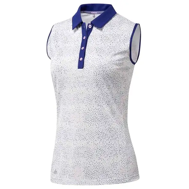 Adidas Womens Dot Print Sleeveless Golf Polo Shirt