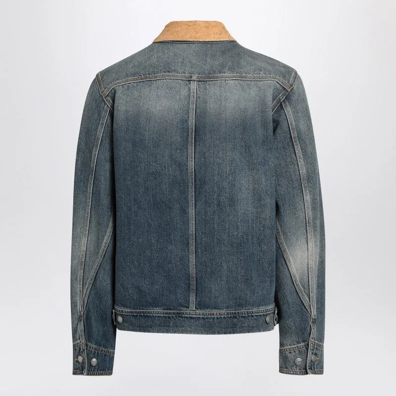 Alexander Mc Queen Denim Jacket With Suede Collar