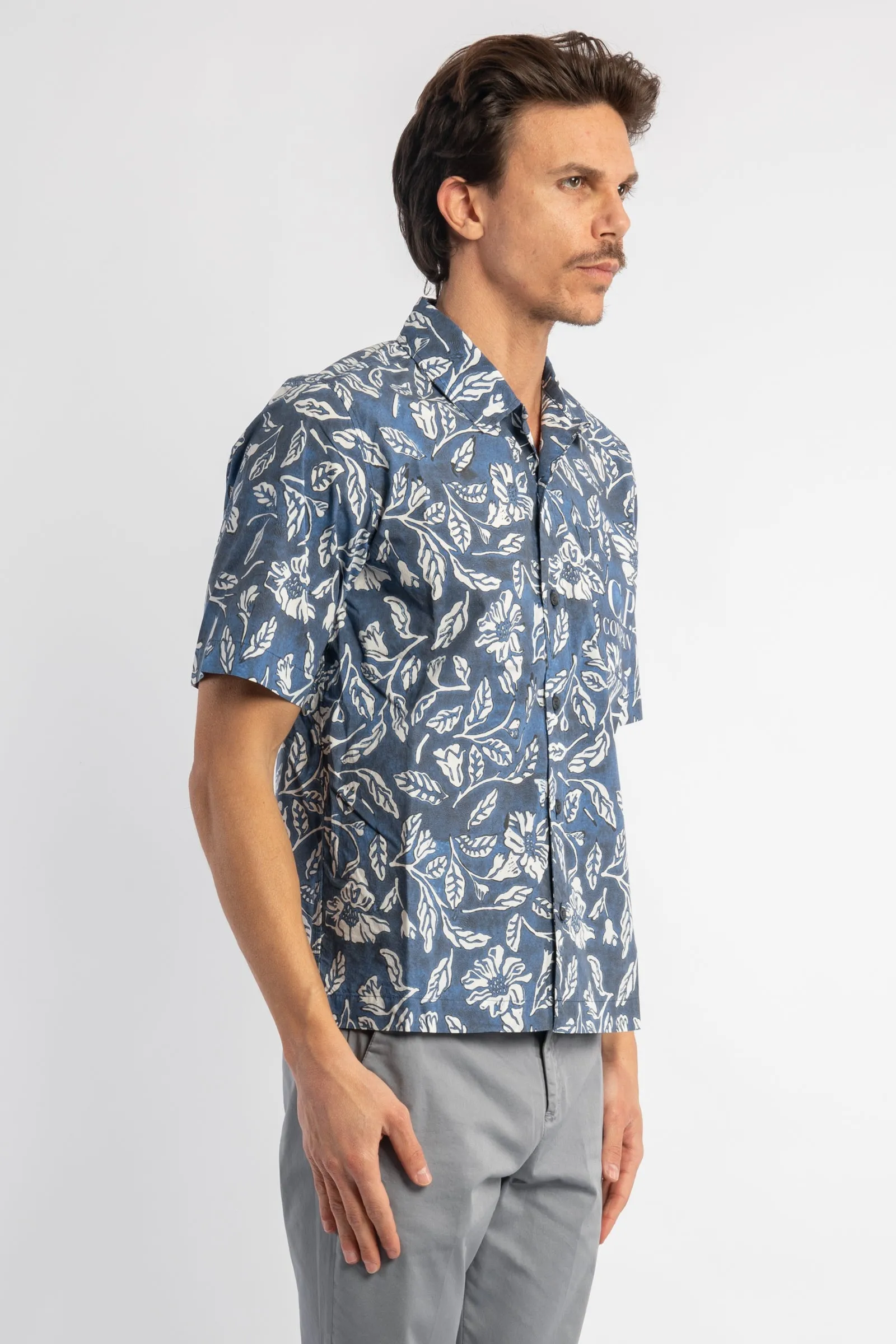 All-over Printed Popeline Short Sleeved Shirt