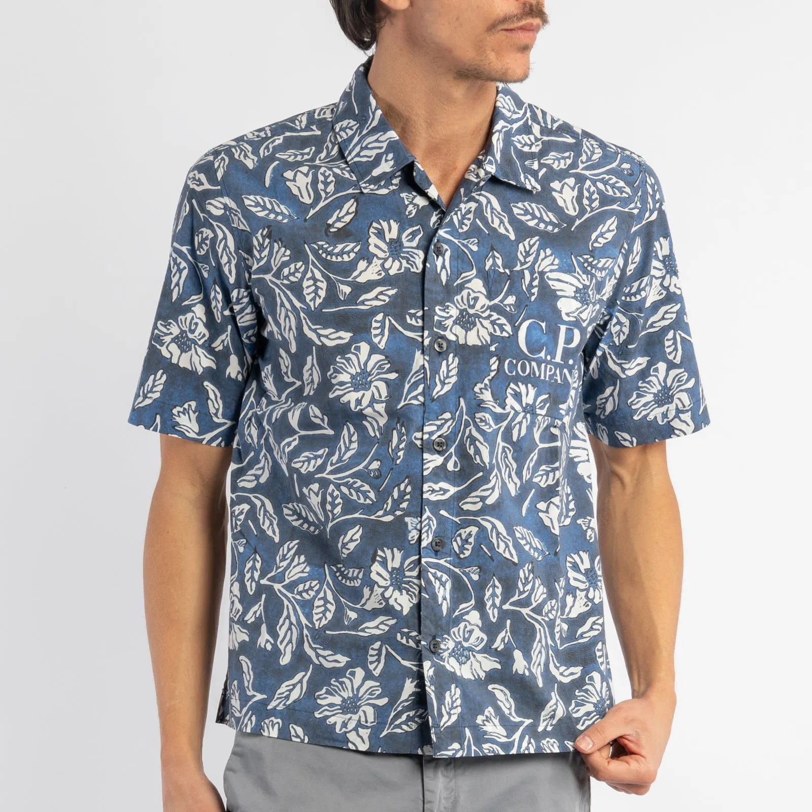 All-over Printed Popeline Short Sleeved Shirt