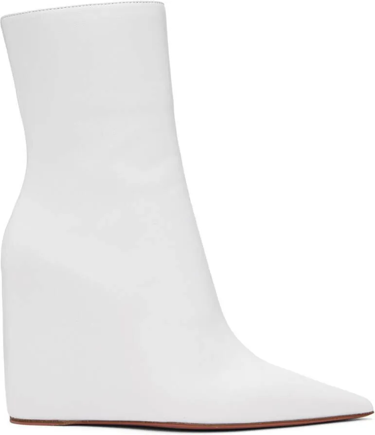 Amina Muaddi White Pernille Ankle Boot