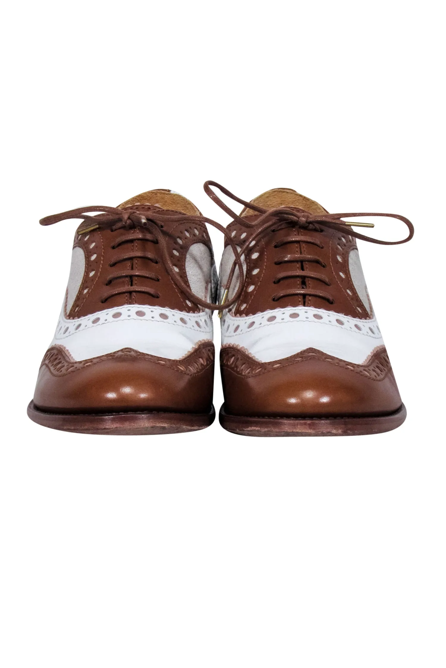 Angela Scott - Cognac & White Mr. Doubt Oxfords Sz 9