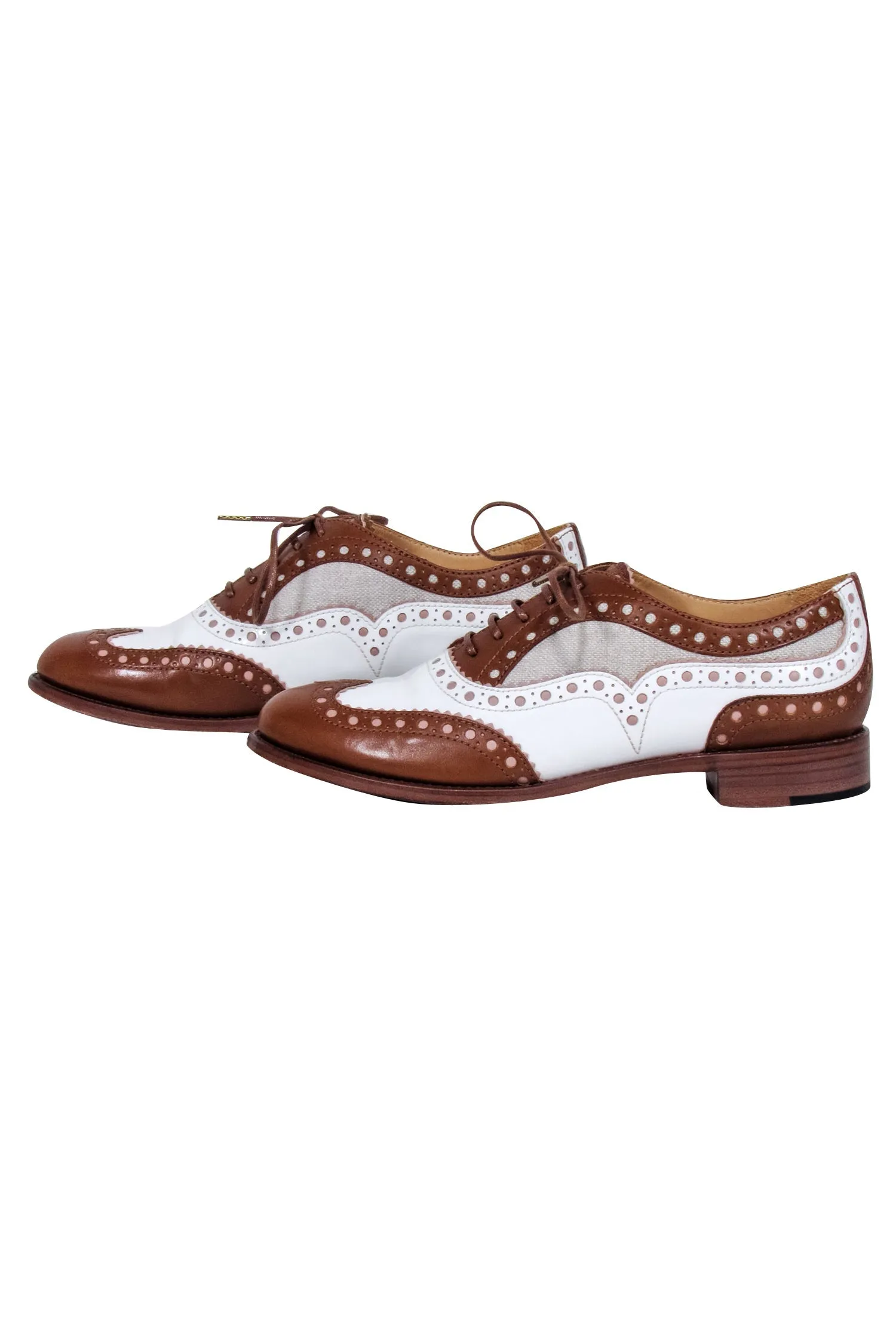 Angela Scott - Cognac & White Mr. Doubt Oxfords Sz 9