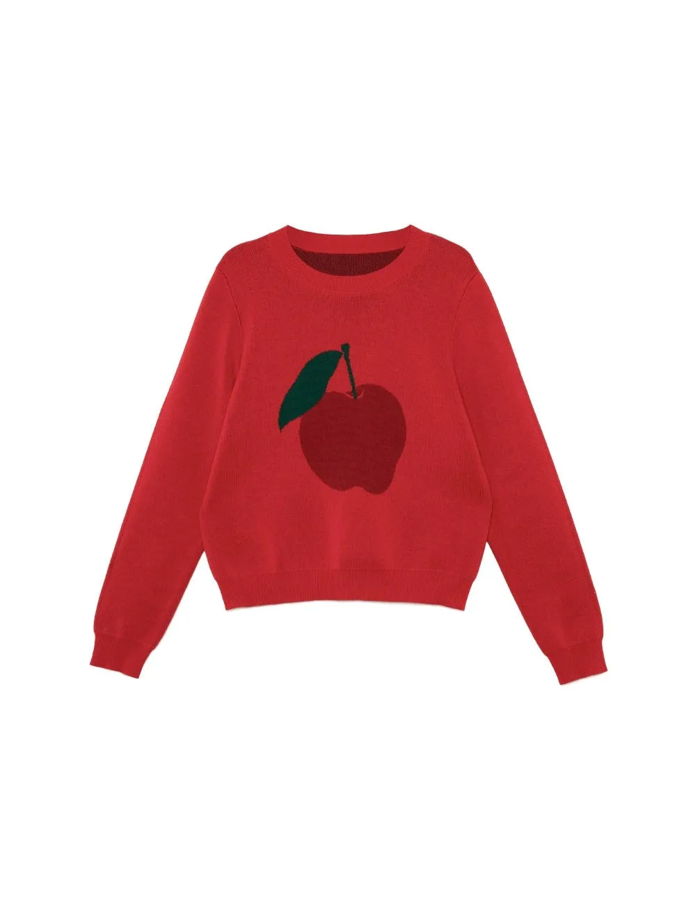 Apple Jacquard Round Neck Sweater