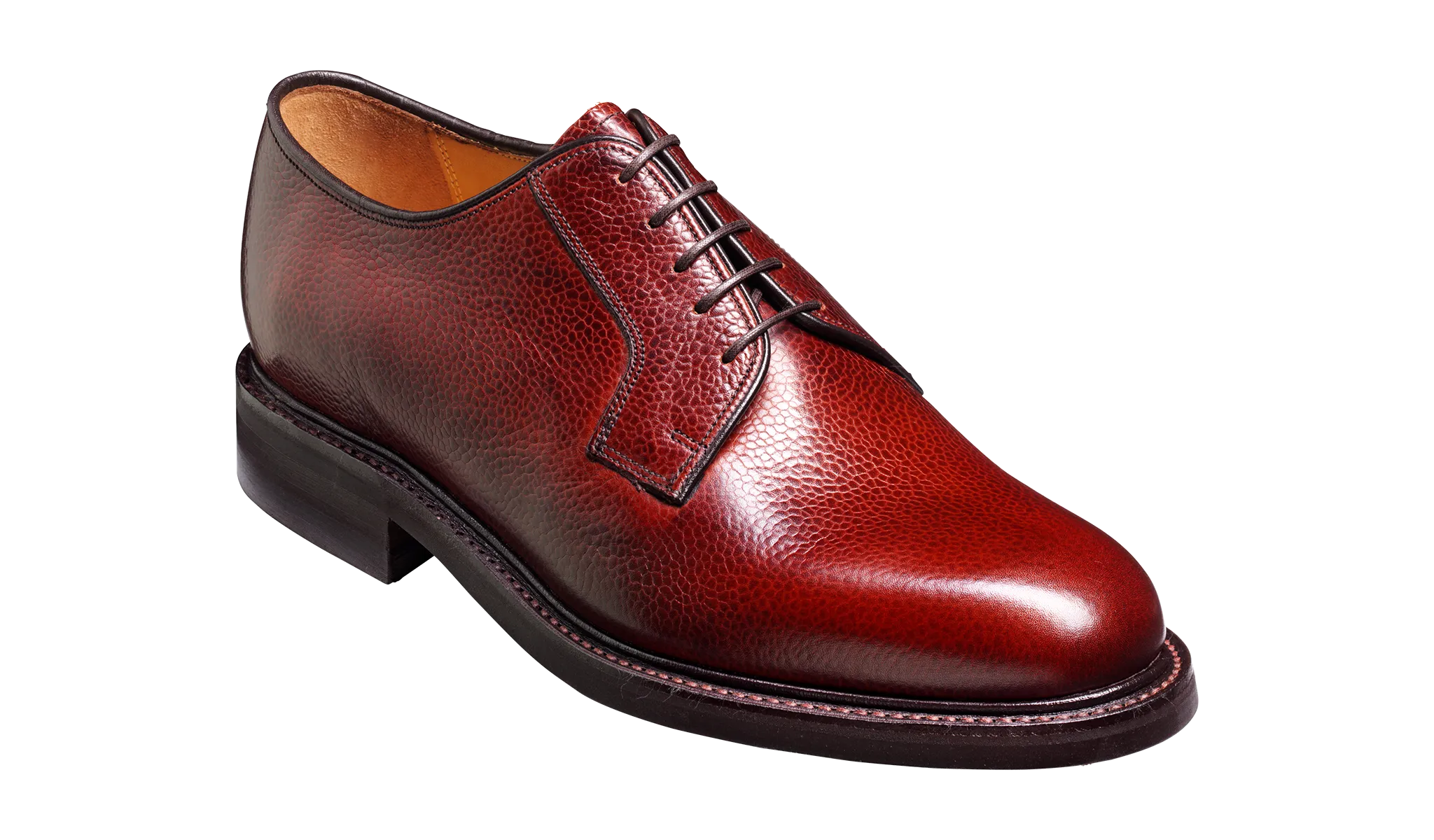 Barker Nairn Derby Grain Leather Shoe-  Cherry Grain