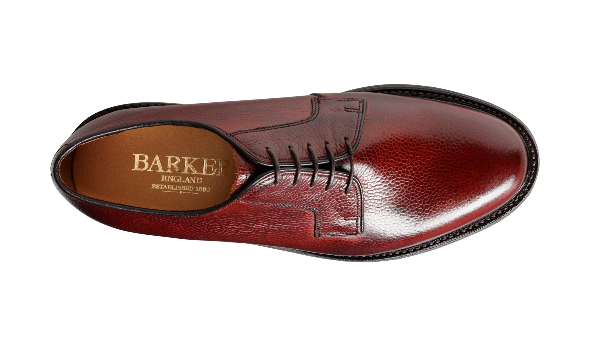 Barker Nairn Derby Grain Leather Shoe-  Cherry Grain