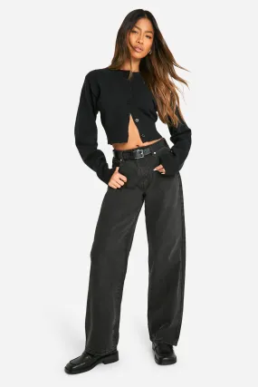 Basics High Waisted Boyfriend Jeans in Washed Black