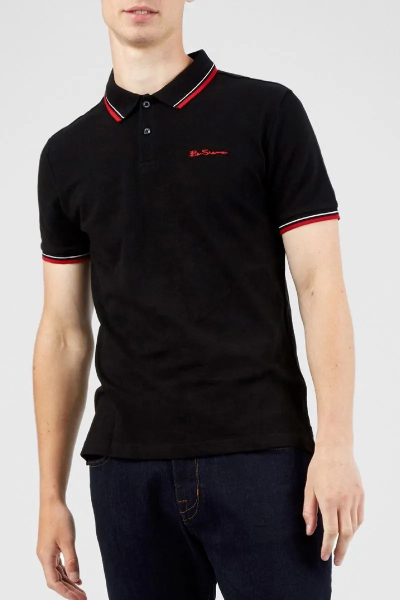 Ben Sherman Casual Short Sleeve Polo Shirt Black