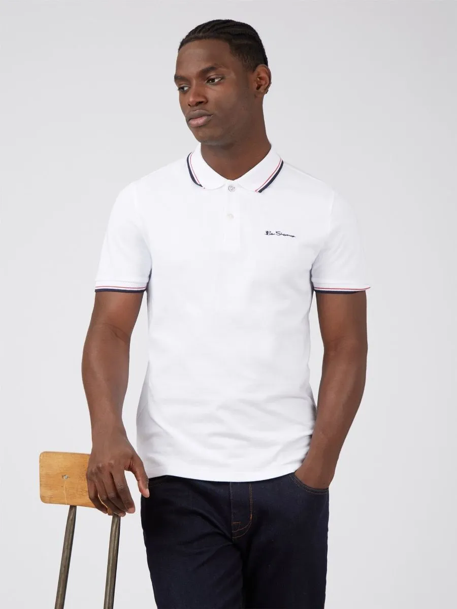 Ben Sherman Casual Short Sleeve Polo Shirt White