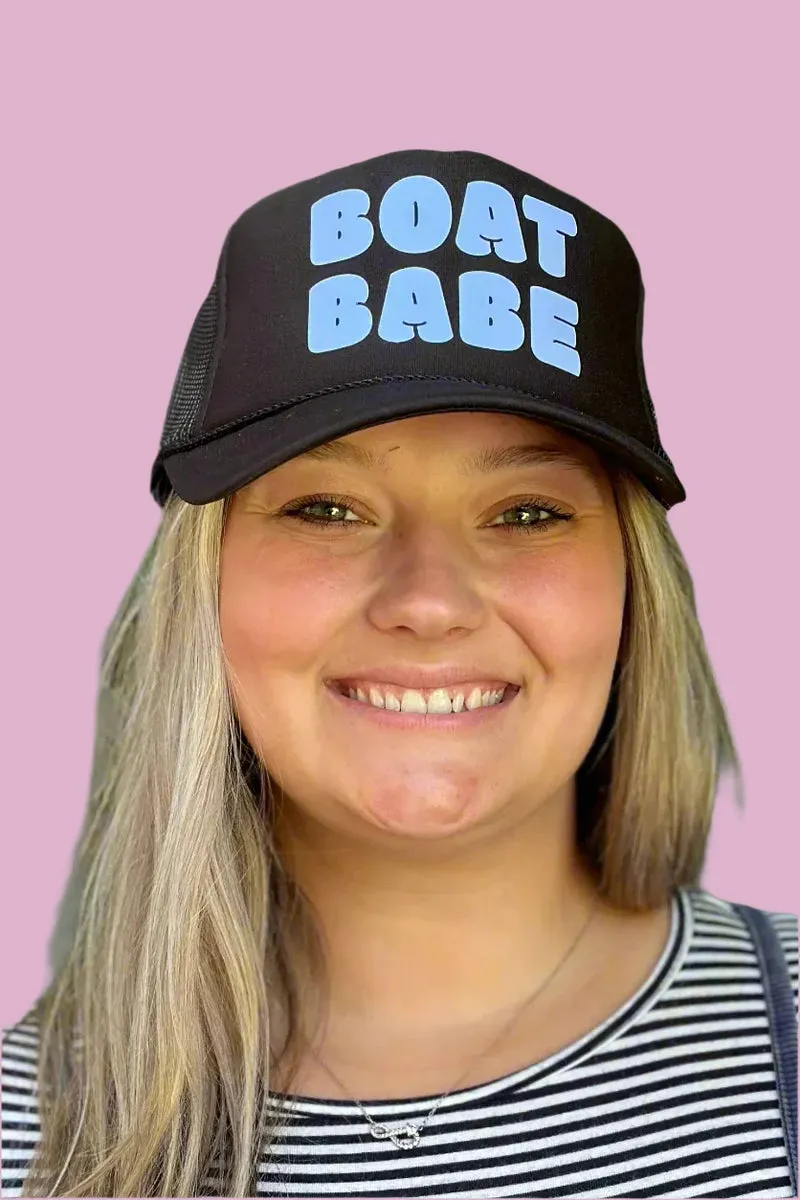 'Boat Babe' Foam Trucker Hat Black