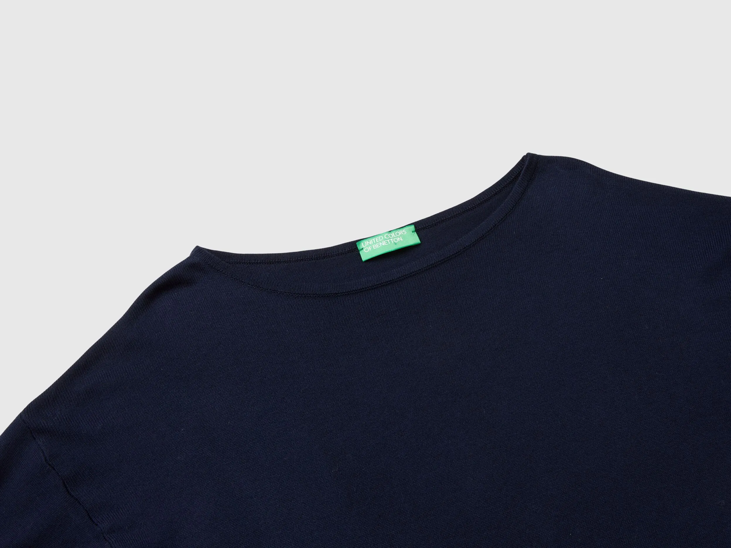 Boat neck sweater - Dark Blue | Benetton