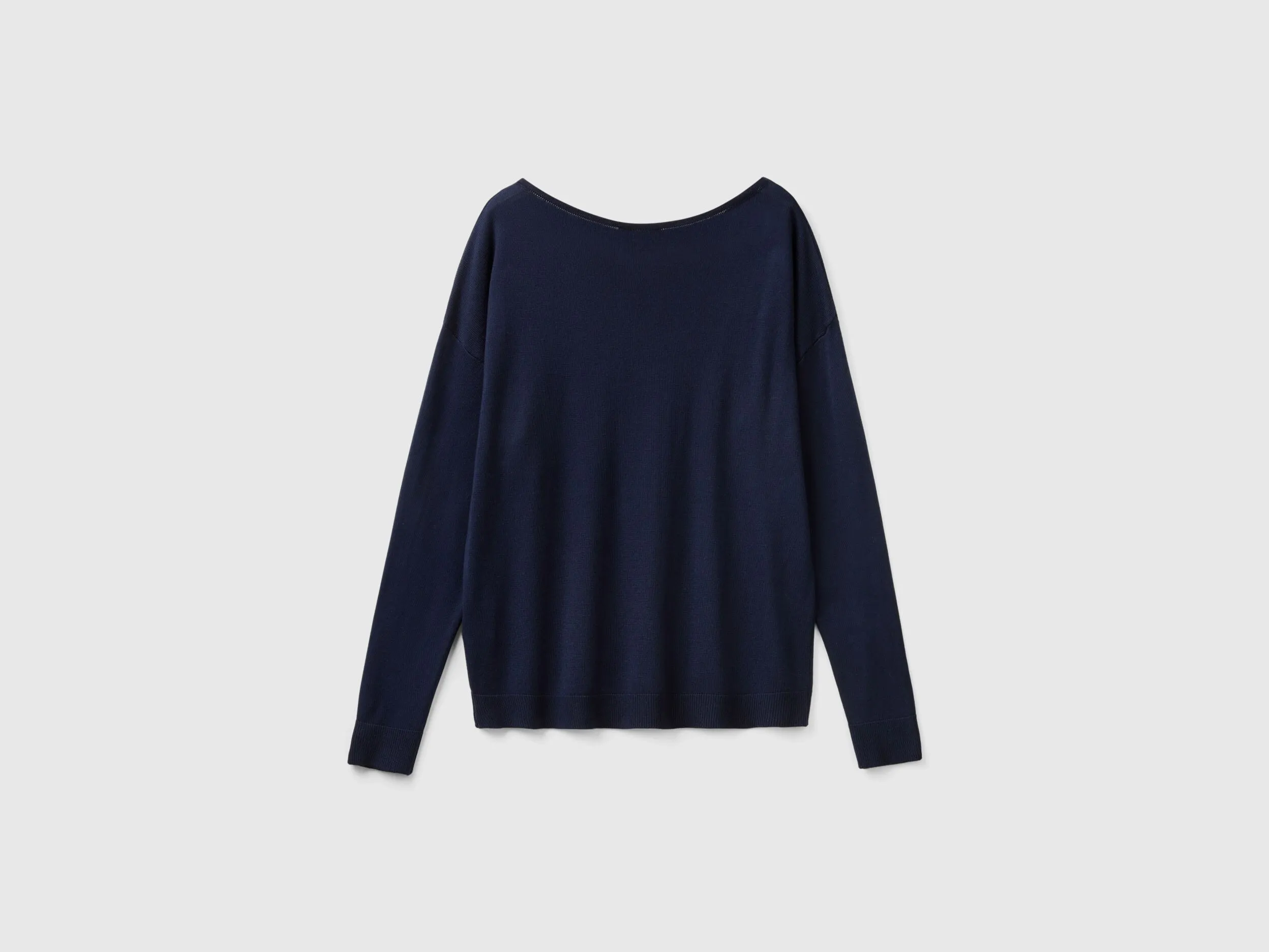 Boat neck sweater - Dark Blue | Benetton