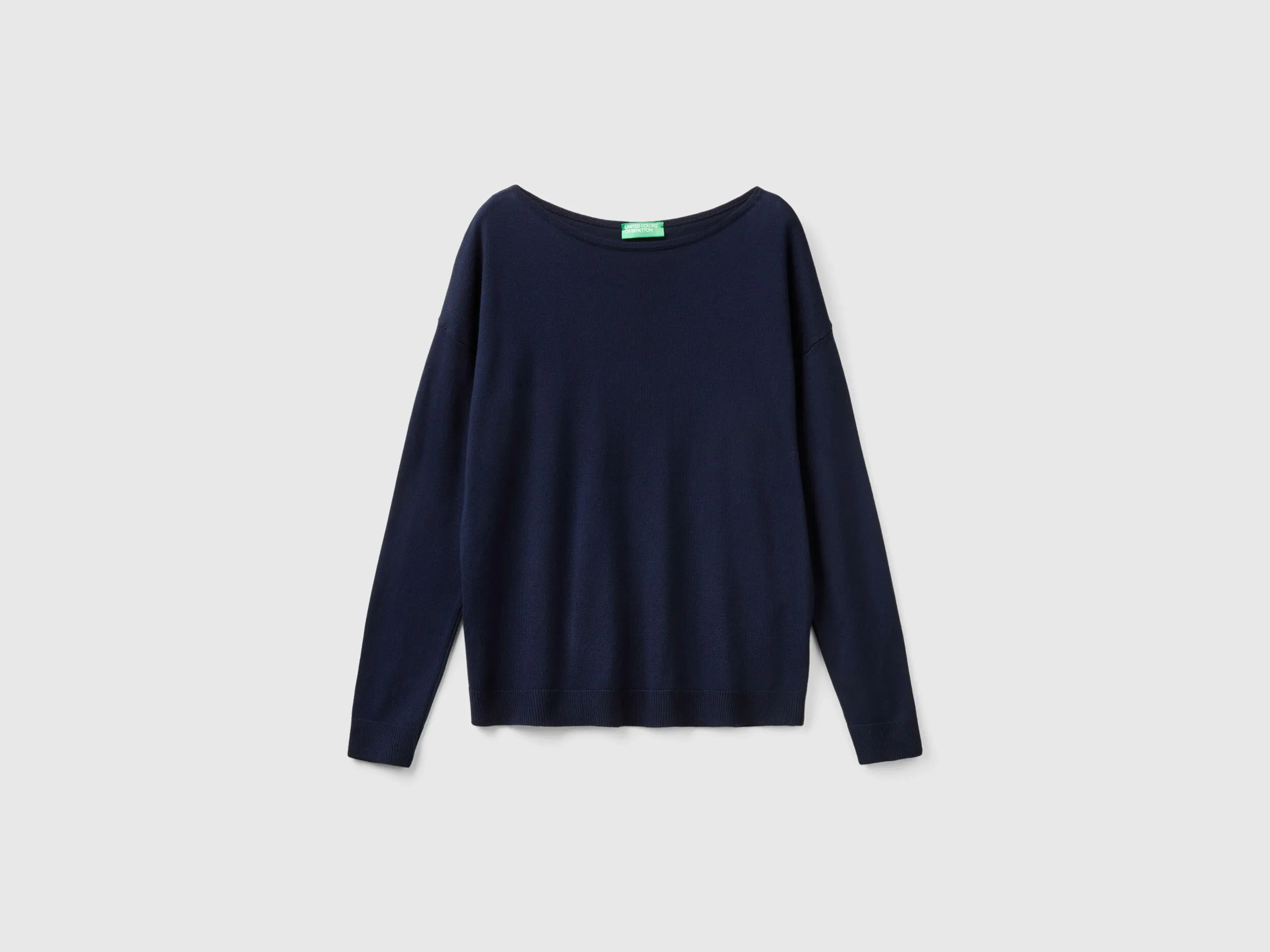 Boat neck sweater - Dark Blue | Benetton