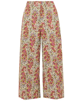 Bright Paisley Print Wide Leg Trouser