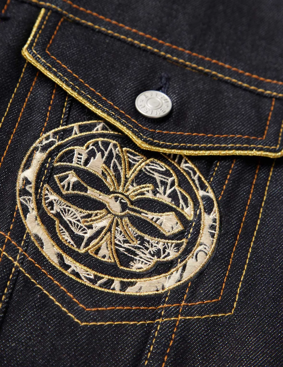 Brocade Daicock Appliqué Denim Jacket