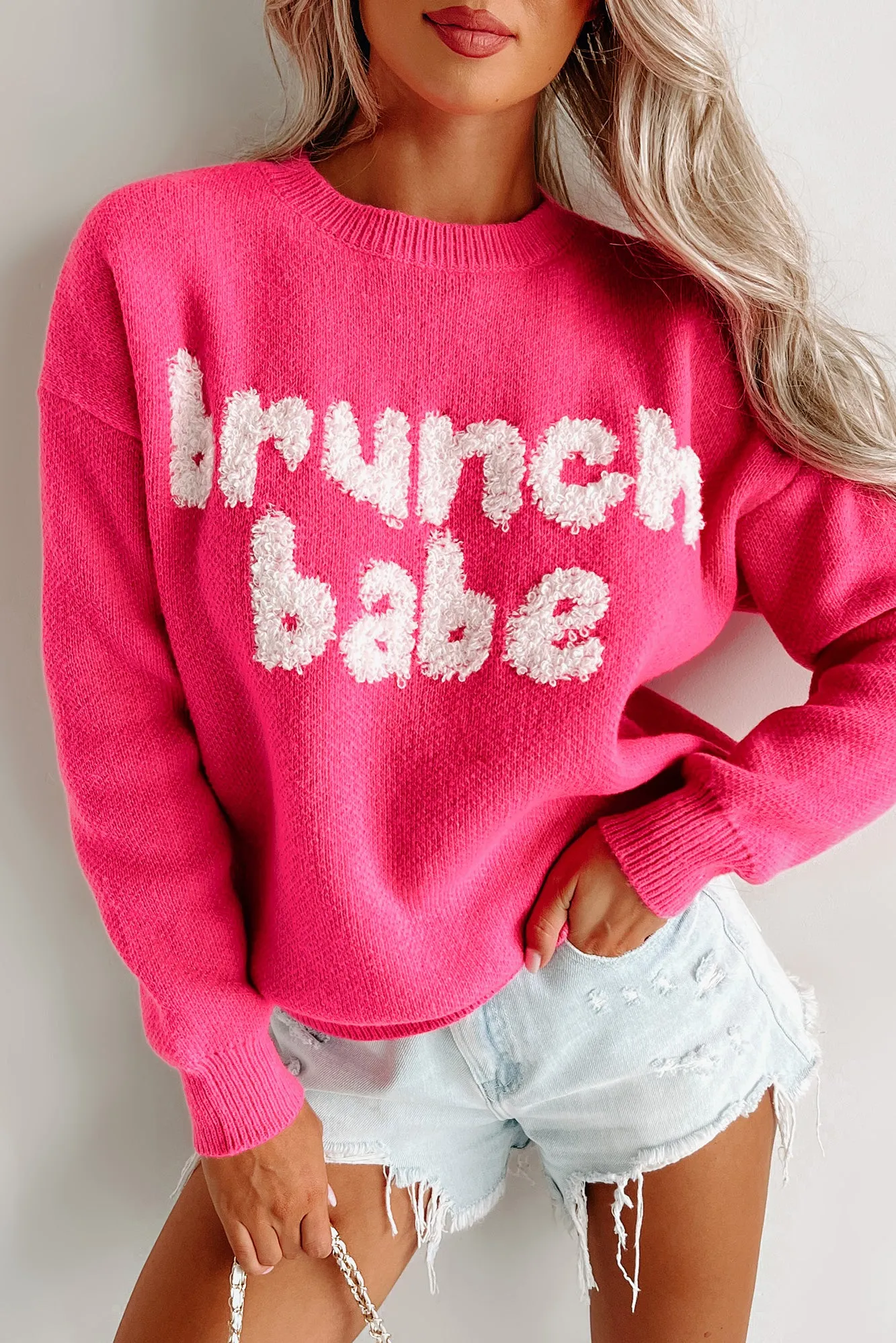 Brunch Babe Sweater (Fuchsia)