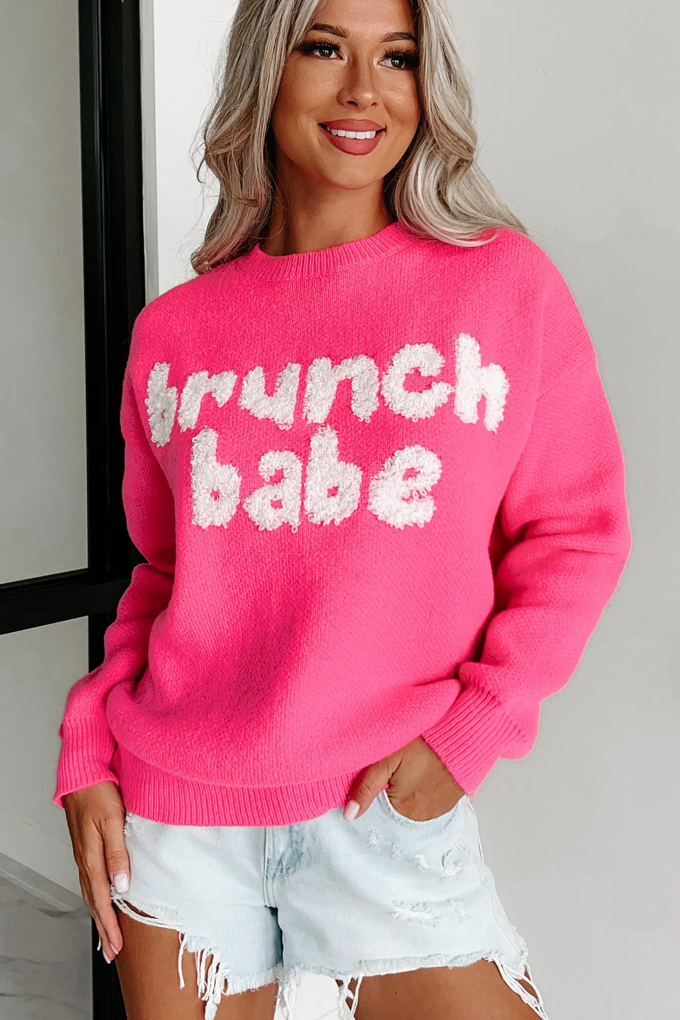 Brunch Babe Sweater (Fuchsia)