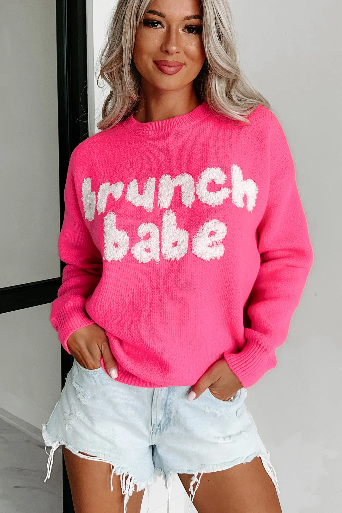 Brunch Babe Sweater (Fuchsia)