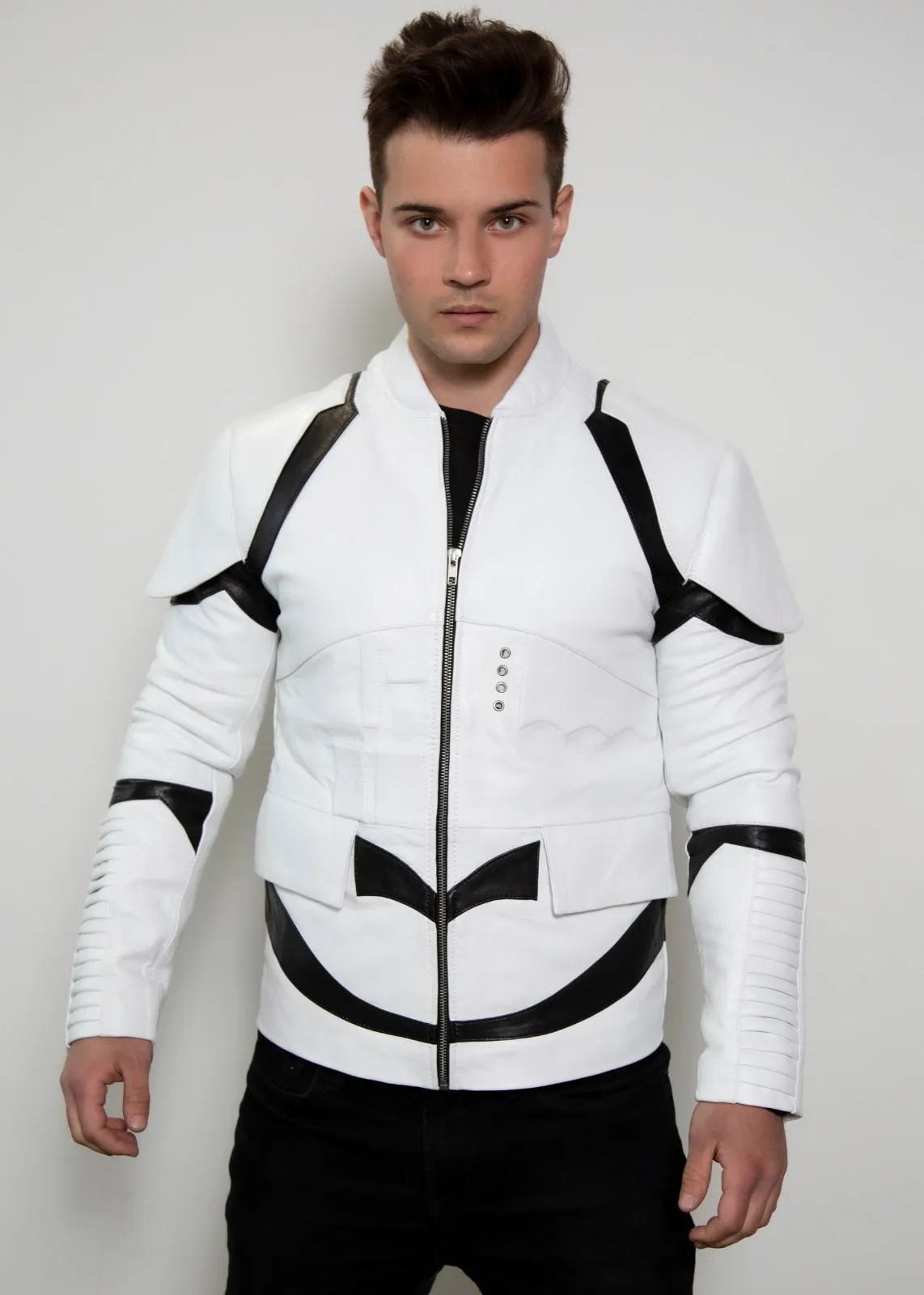 Buy Mens Star Wars Stormtrooper Motorcycle Leather Jacket White