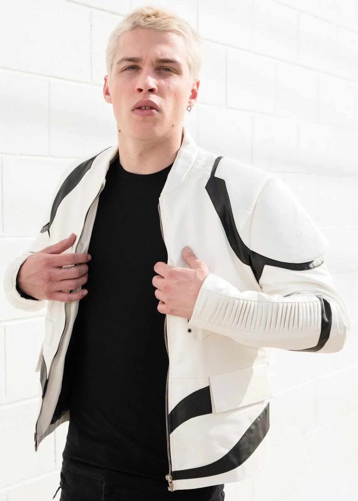 Buy Mens Star Wars Stormtrooper Motorcycle Leather Jacket White