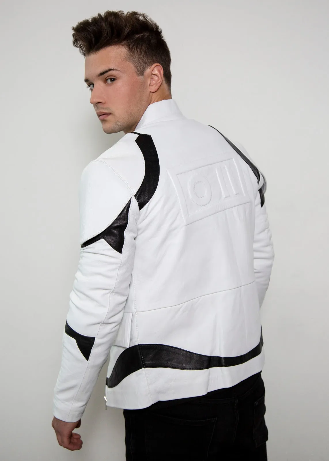 Buy Mens Star Wars Stormtrooper Motorcycle Leather Jacket White