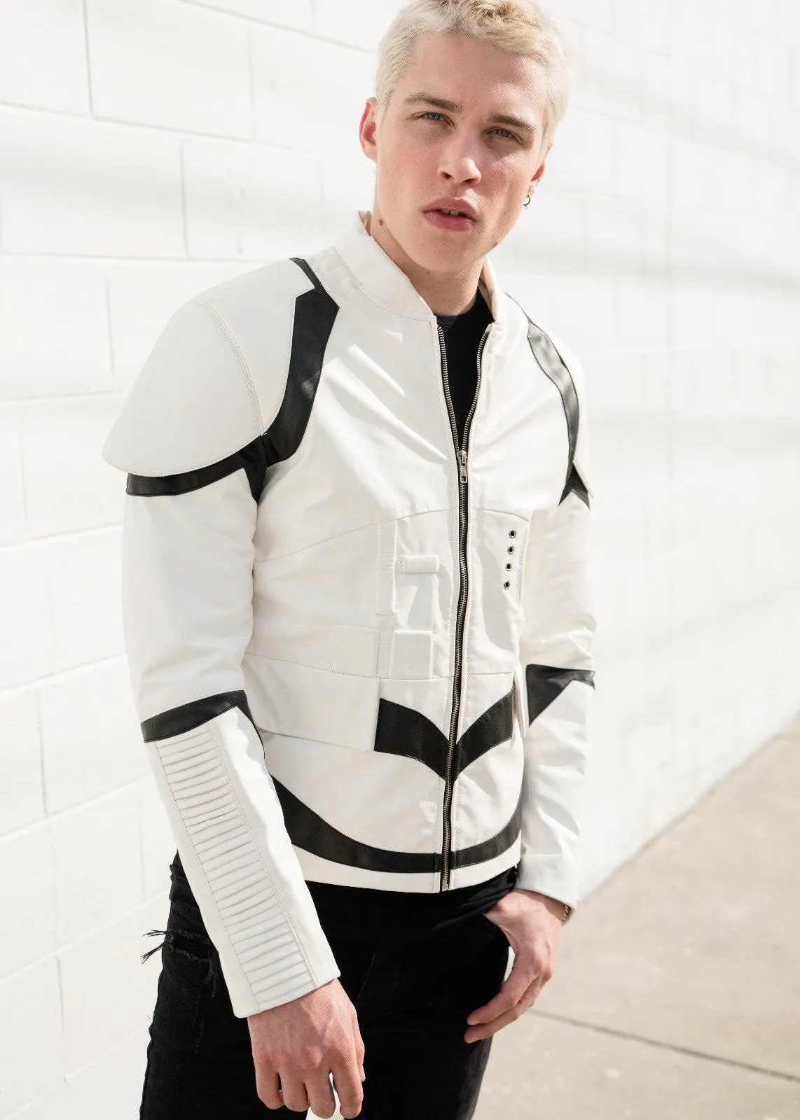 Buy Mens Star Wars Stormtrooper Motorcycle Leather Jacket White