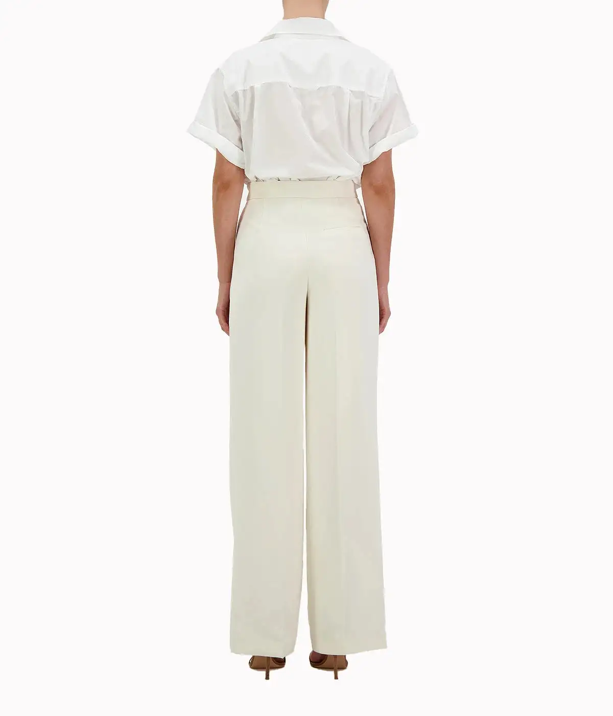 Cady Wide Leg Trouser in Cream