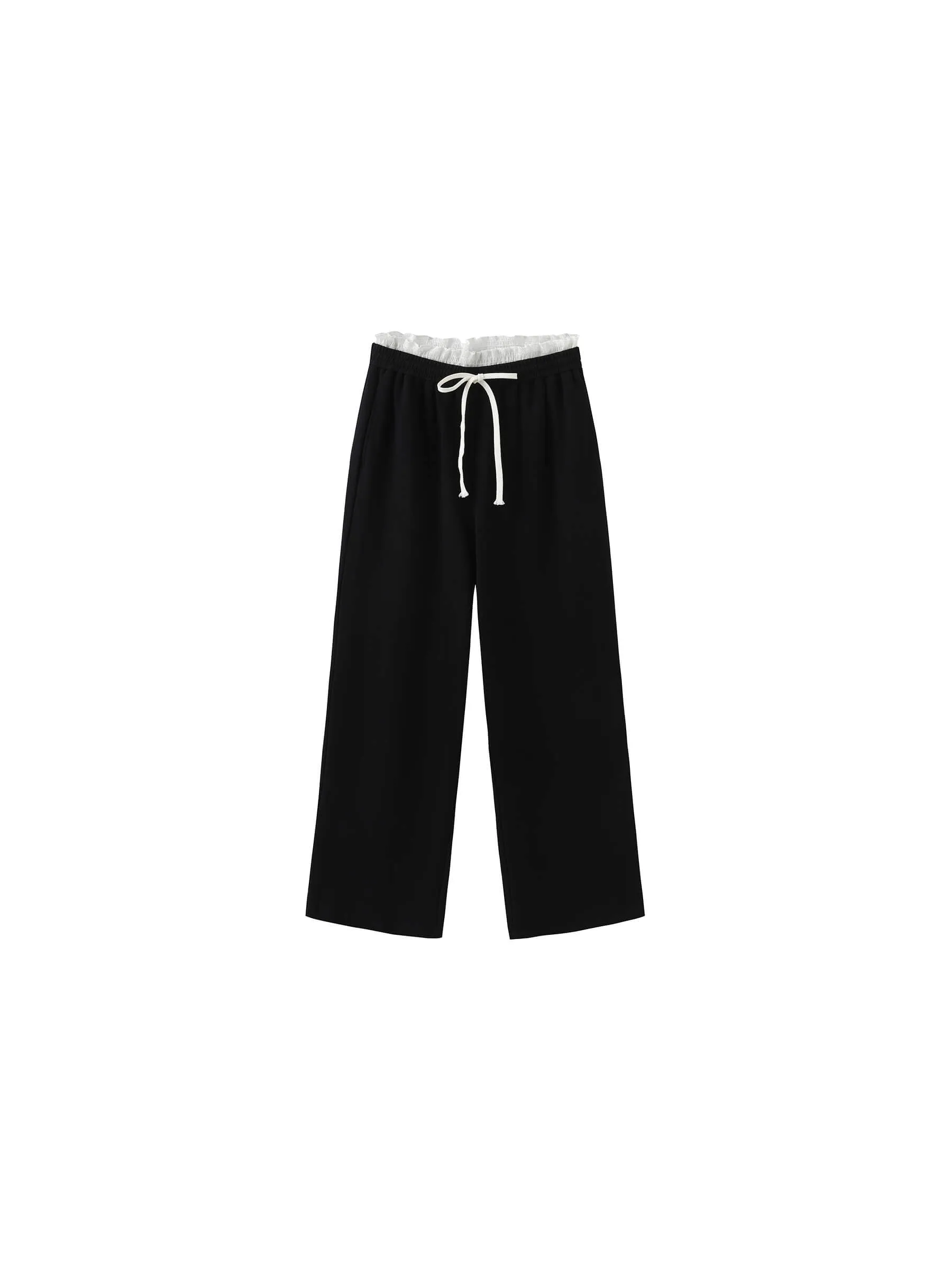 Casual Straight Trousers with Waistband Lace