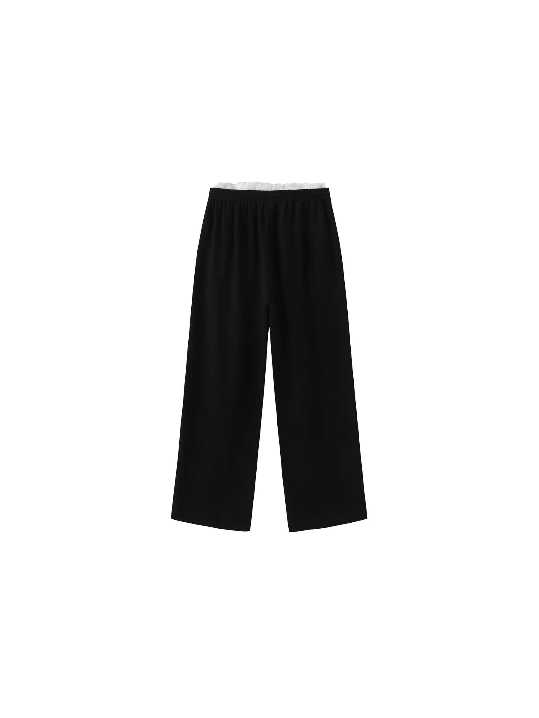 Casual Straight Trousers with Waistband Lace