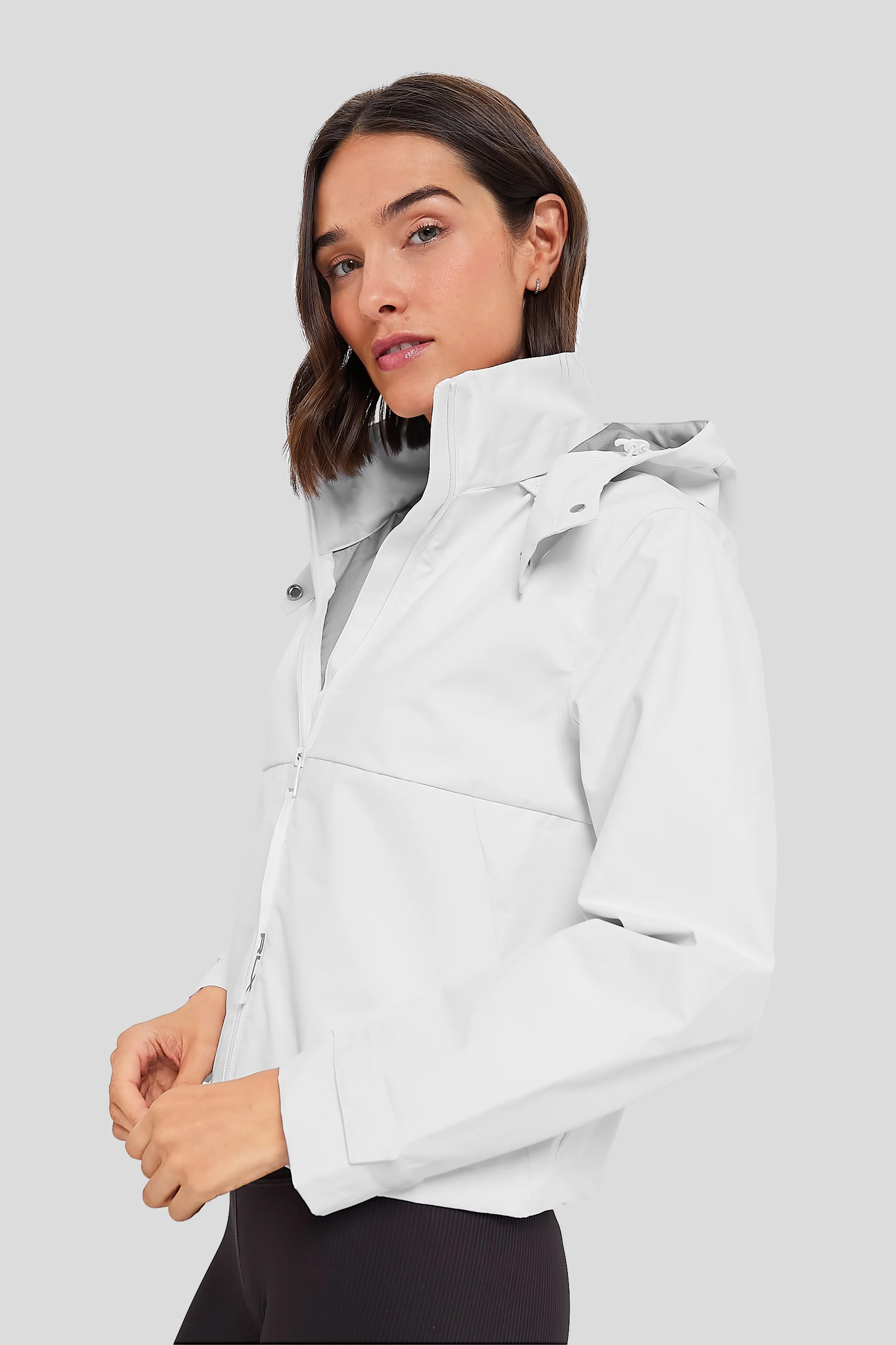 Ceramic White Eco Poly Plainweave Full Zip Rain Jacket