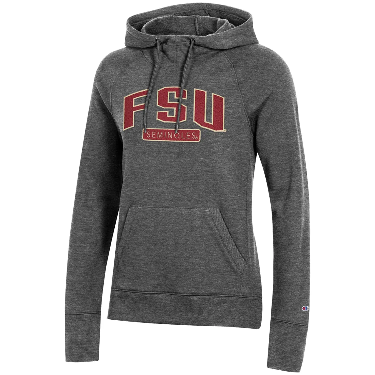 Champion Women's FSU Seminoles Applique Design Hooded University Fleece - Granite