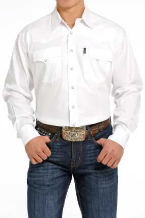 Cinch Mens White Solid Long Sleeve Shirt