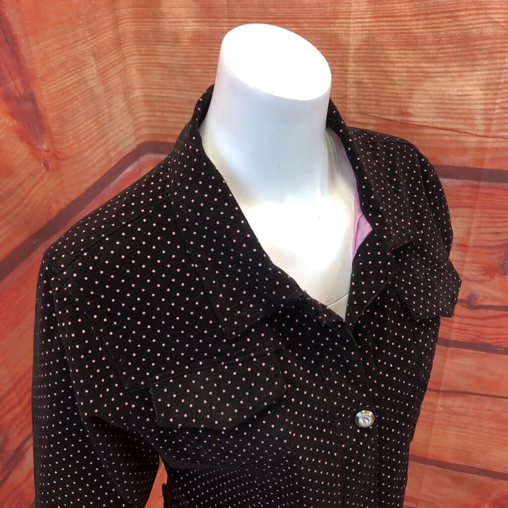 COAST TO COAST BROWN CORDUROY POLKA DOT JACKET SIZE LARGE TCC