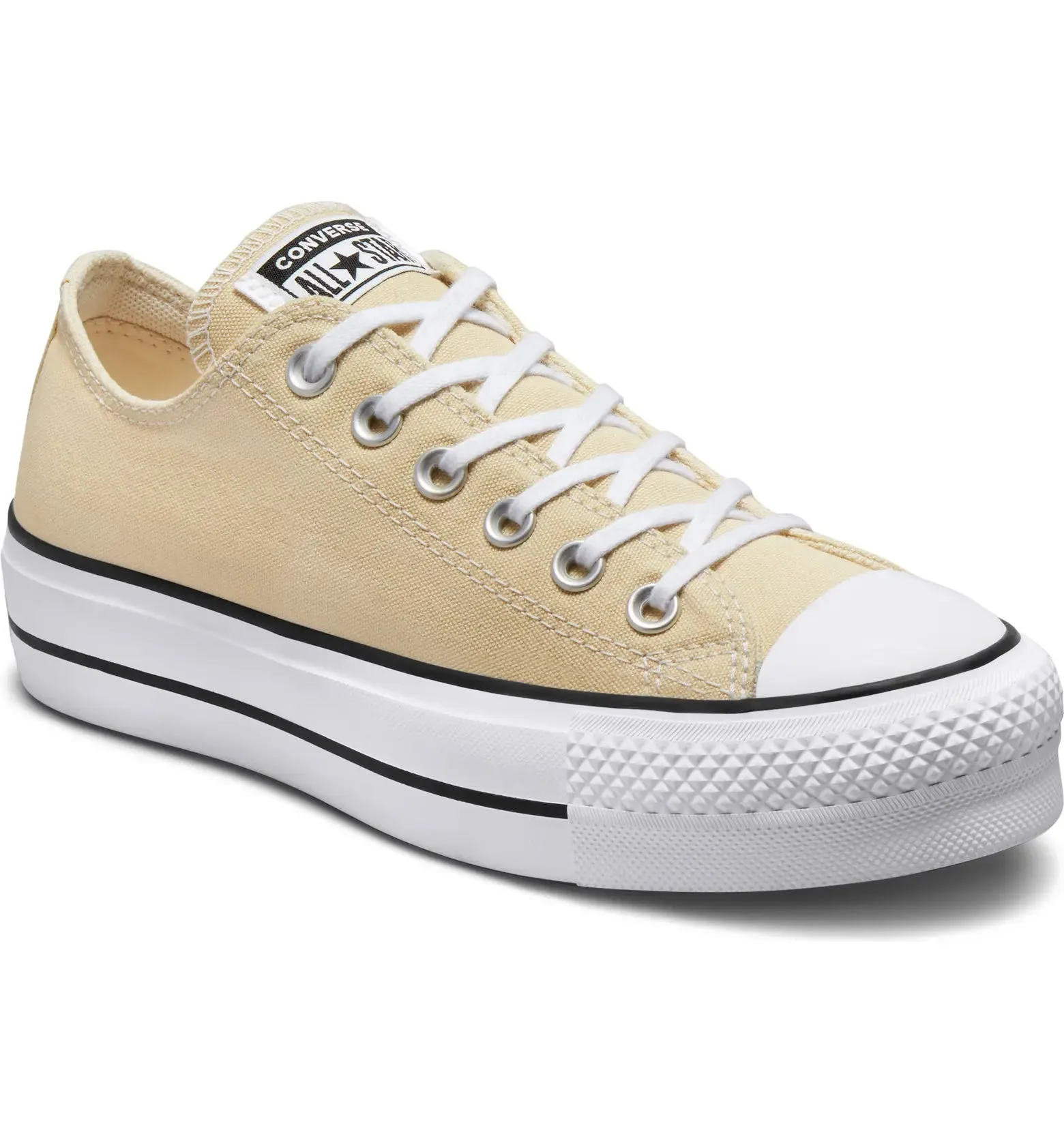 CONVERSE WOMENS CHUCK TAYLOR ALL STAR LIFT OX - OAT MILK/WHITE/BLACK