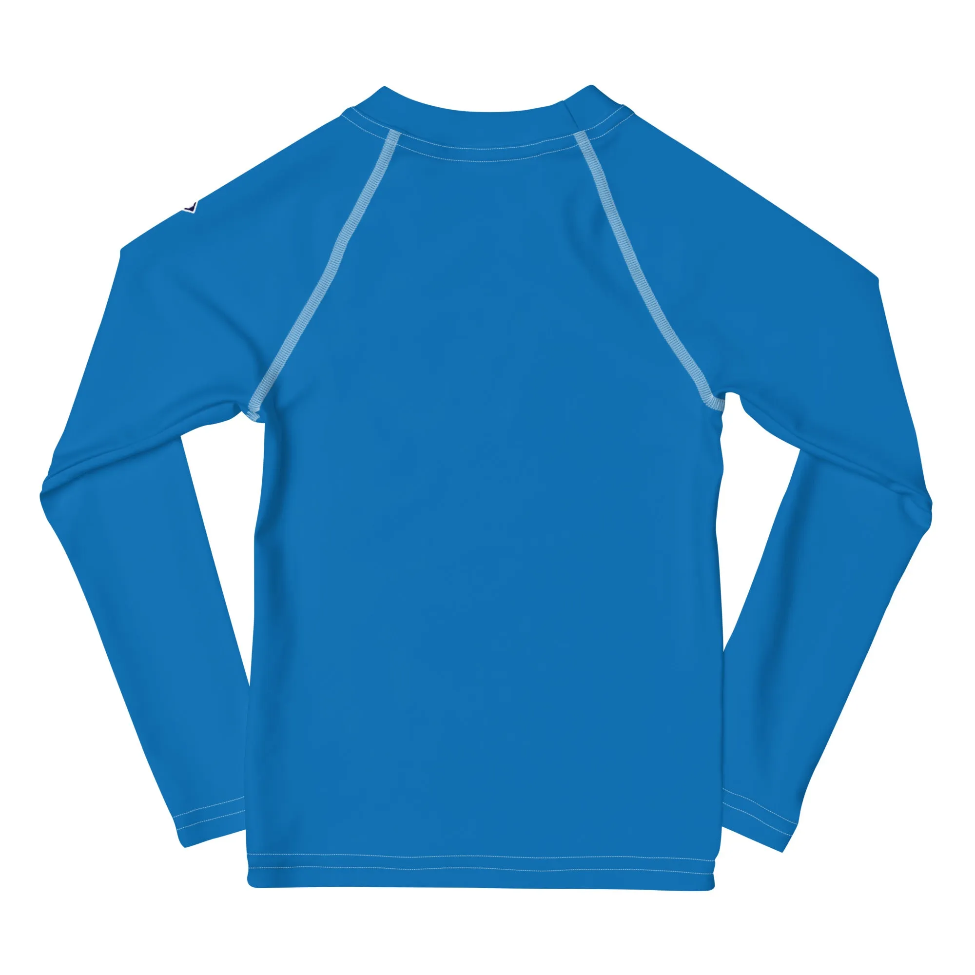 Cool Comfort: Kid's Long Sleeve Rash Guards in Solid Color - Azul