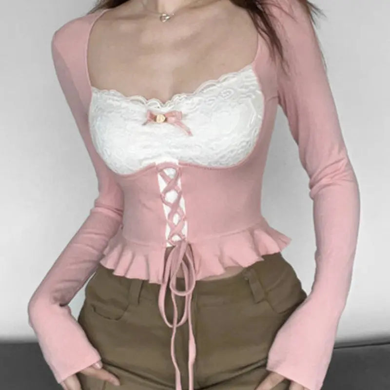 Coquette Pink Long Sleeve Top