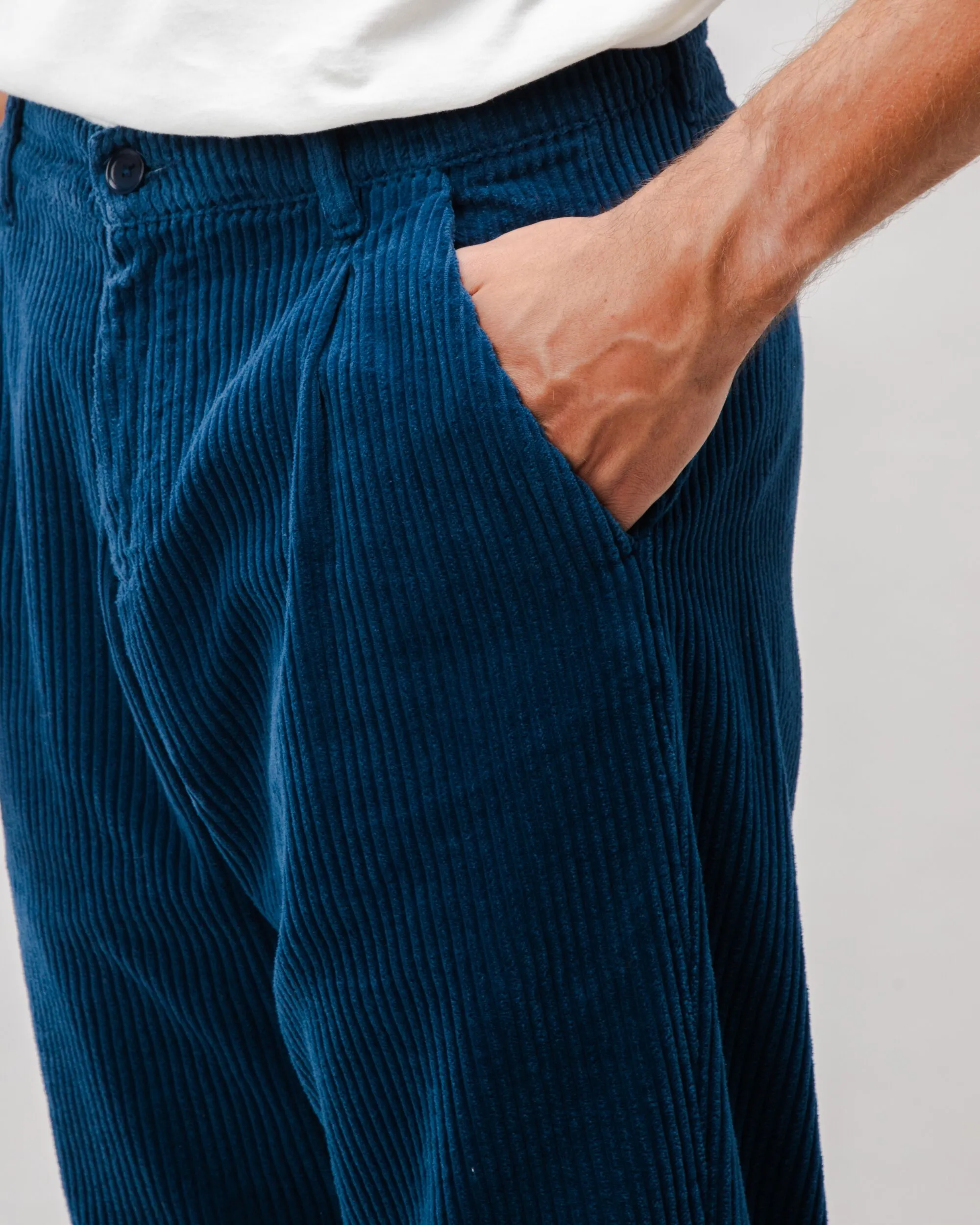 Corduroy Pleated Chino Pants Indigo