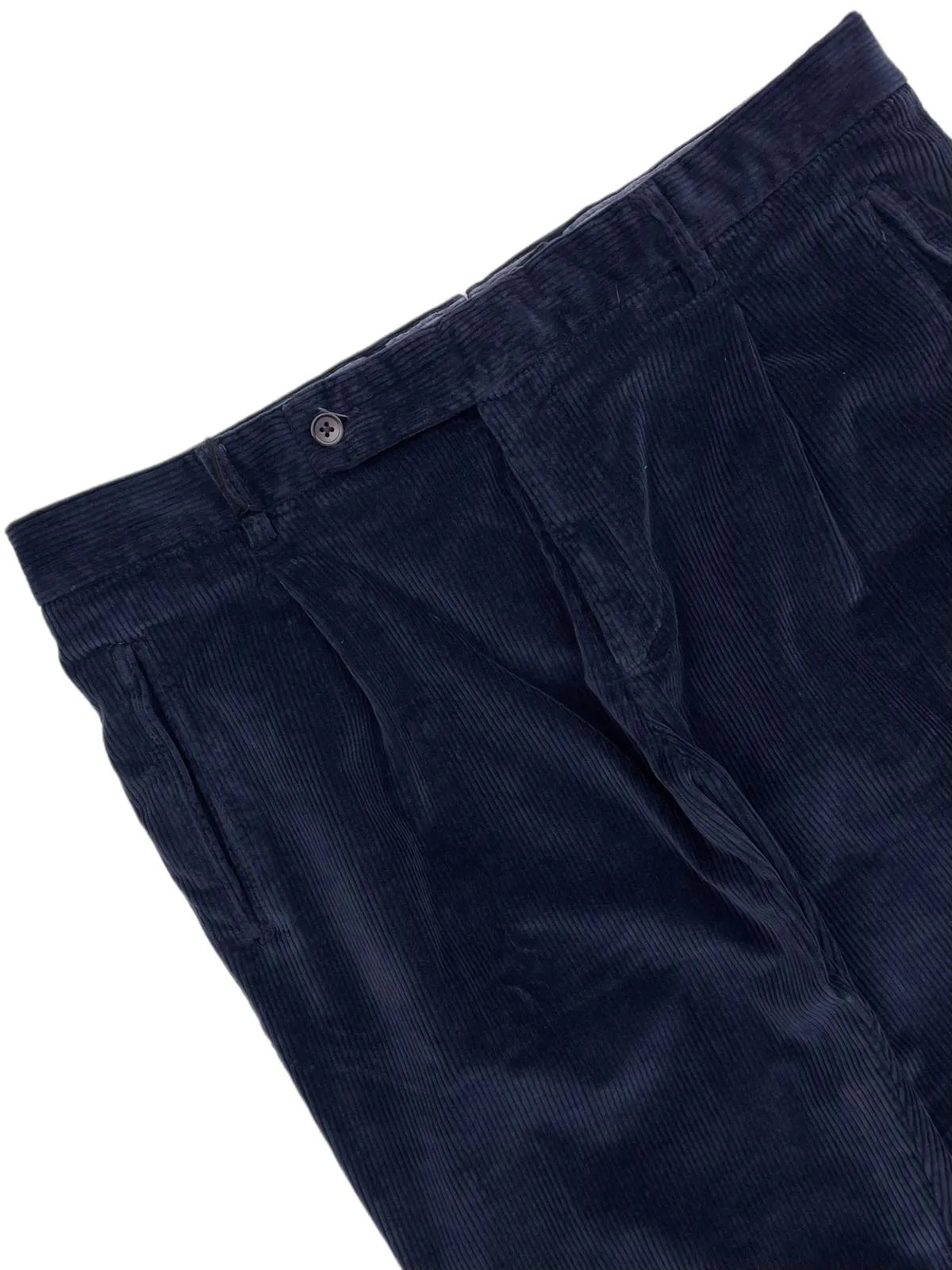 Corduroy Pleated Chino Pants - Navy