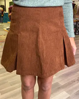 Corduroy Pleated Miniskirt