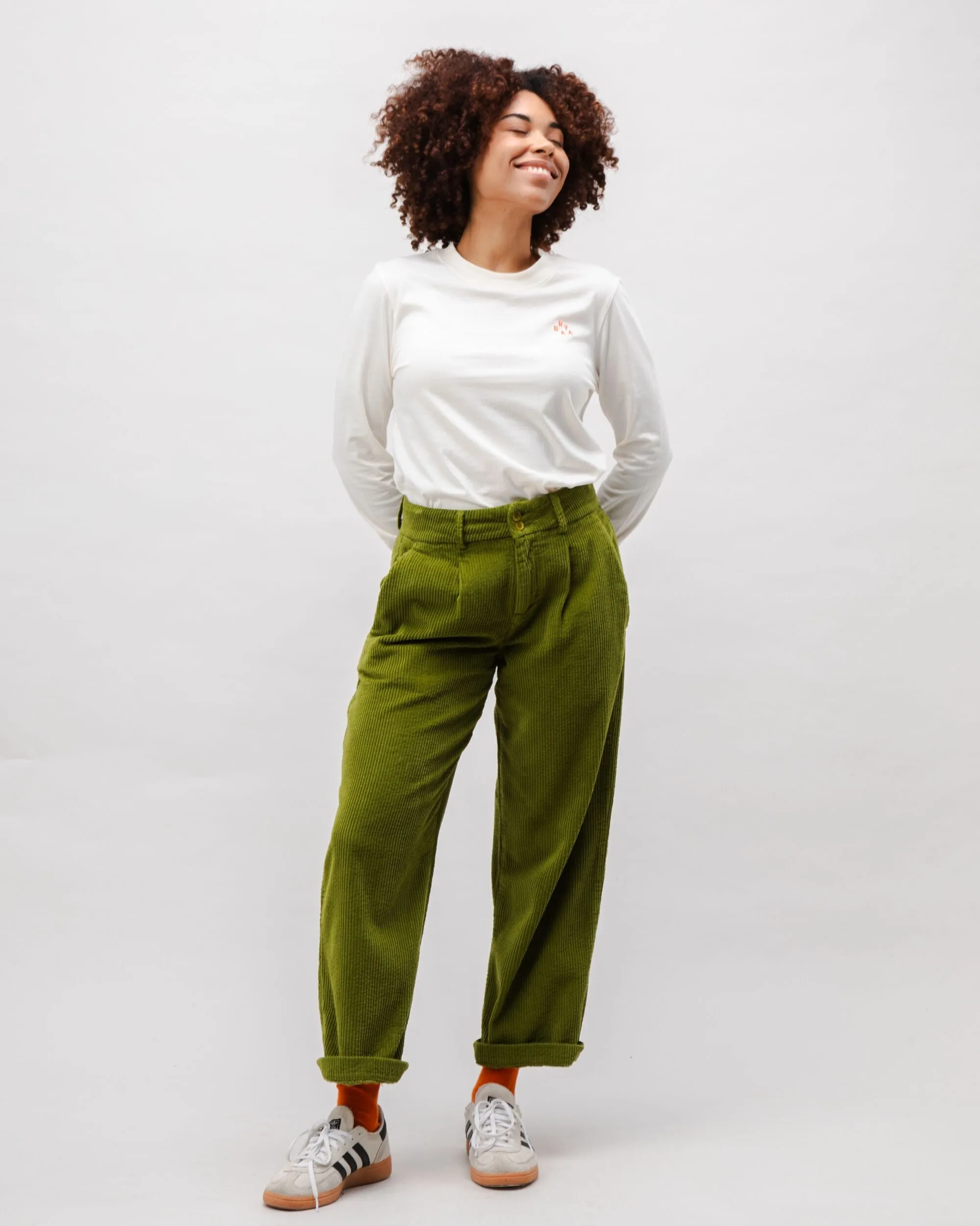 Corduroy Pleated Pants Green