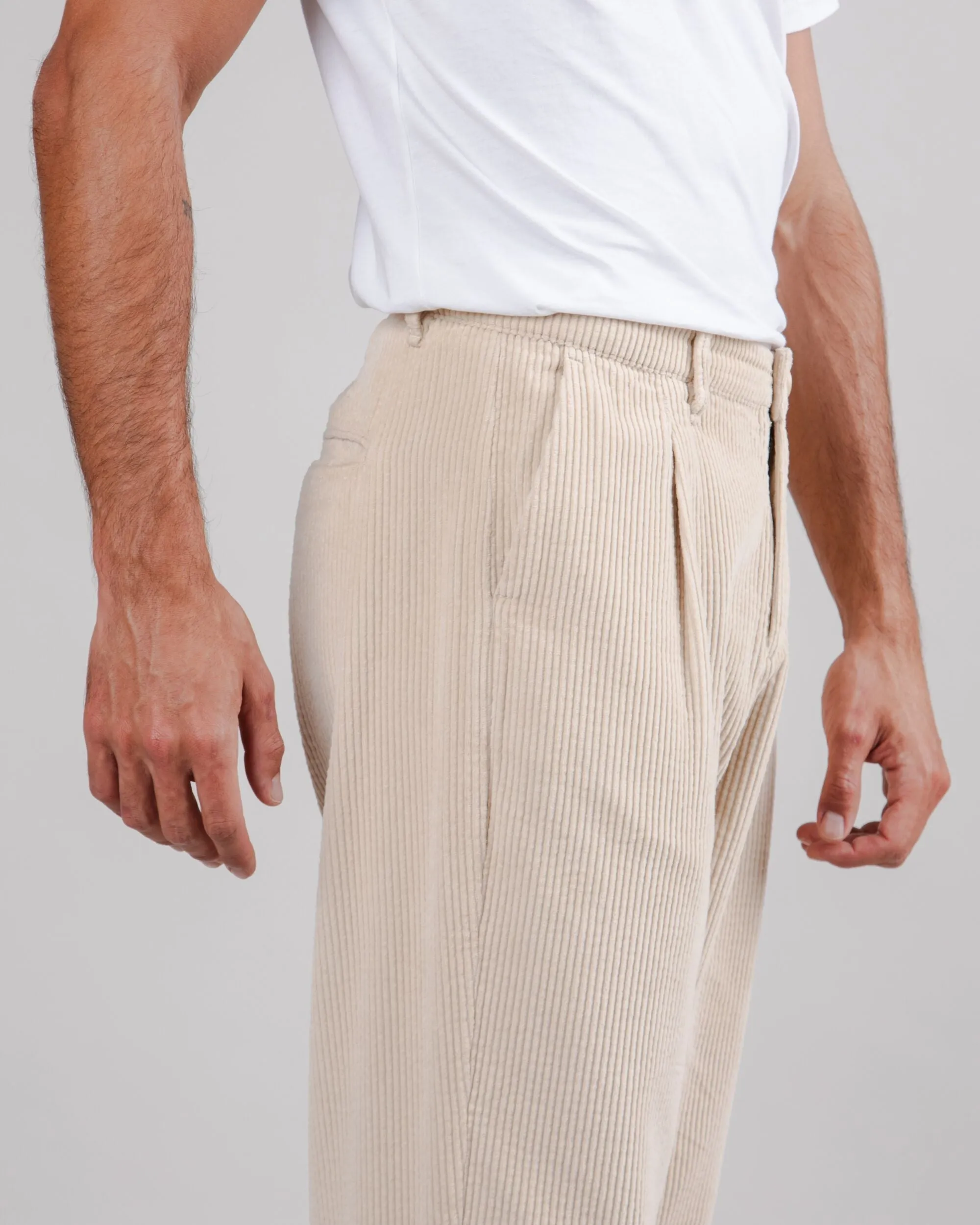 Corduroy Pleated Pants Sand