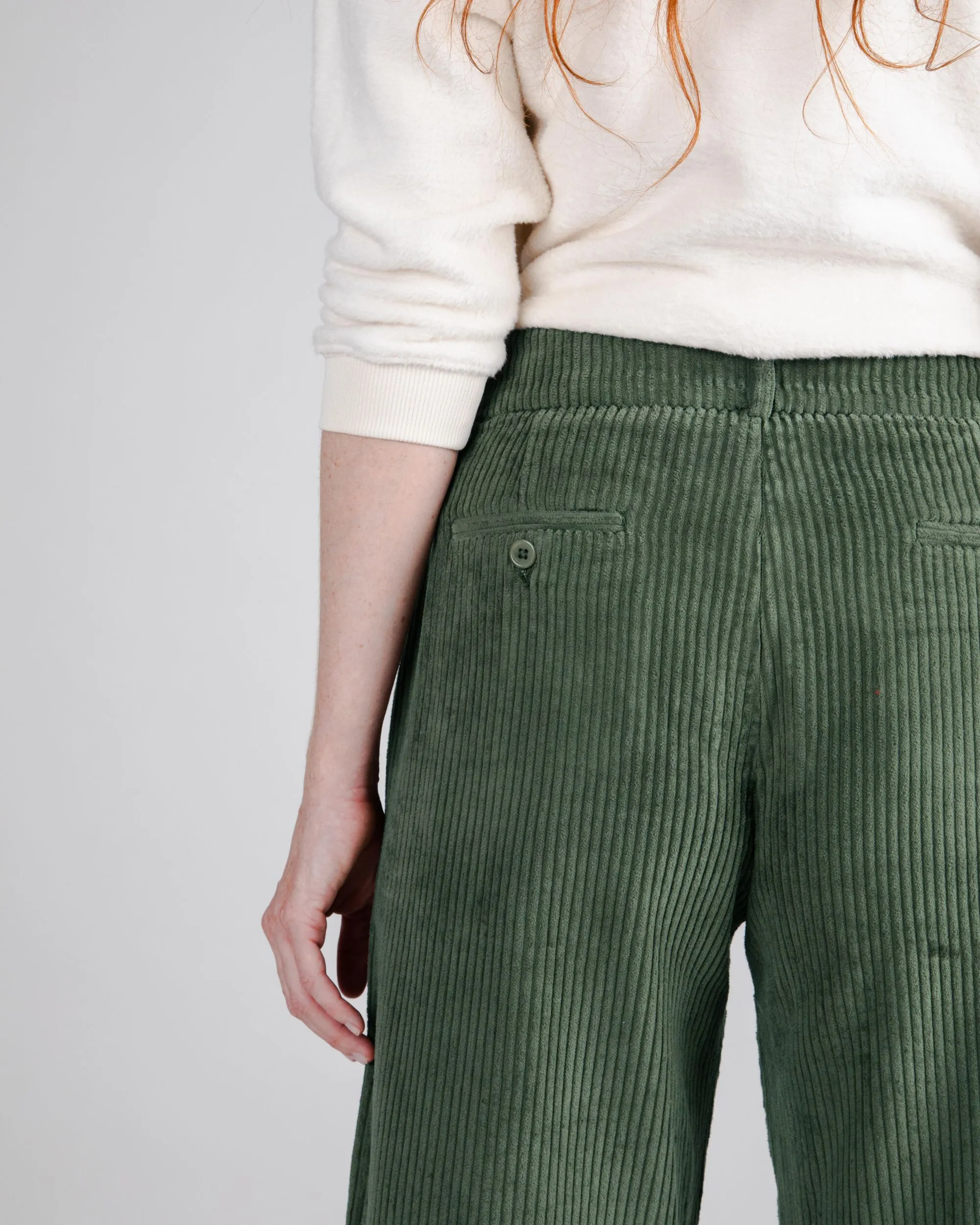 Corduroy Pleated Pants Stone Green