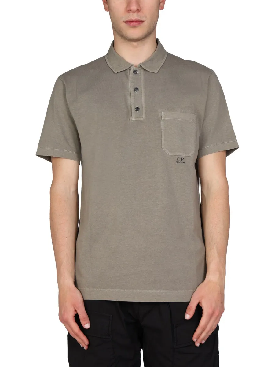 C.P. Company Logo Print Short-Sleeved Polo Shirt