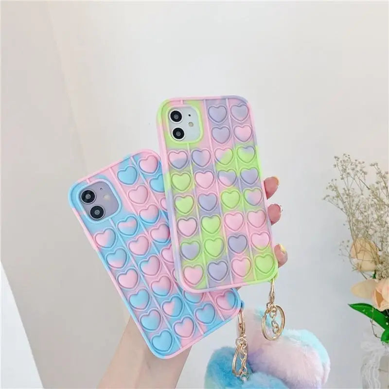 Cute Pastel Love Hearts Phone Case for iphone7/7plus/8/8P/X/XS/XR/XS Max/11/11 pro/11 pro